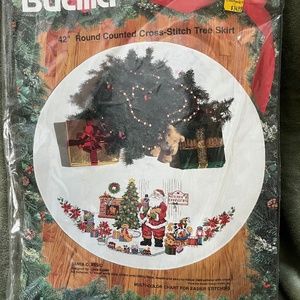 Bucilla 42” Round Counted Cross Stitch Christmas Tree Skirt Kit